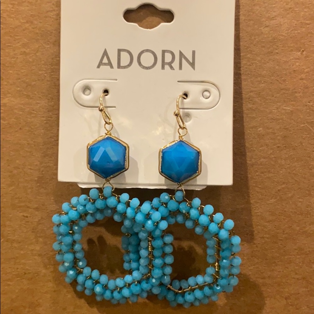 Adorn Turquoise Beaded Hoop Earings